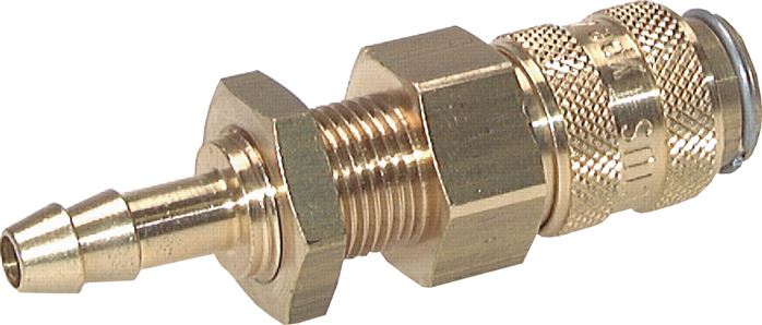 Exemplary representation: Coupling socket with grommet & bulkhead thread, brass